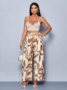SOLERSUN Women's Casual Loose Printed Wide Leg Full Length Pants For Spring Summer Daily Wear And Vacation (Random Floral Print)