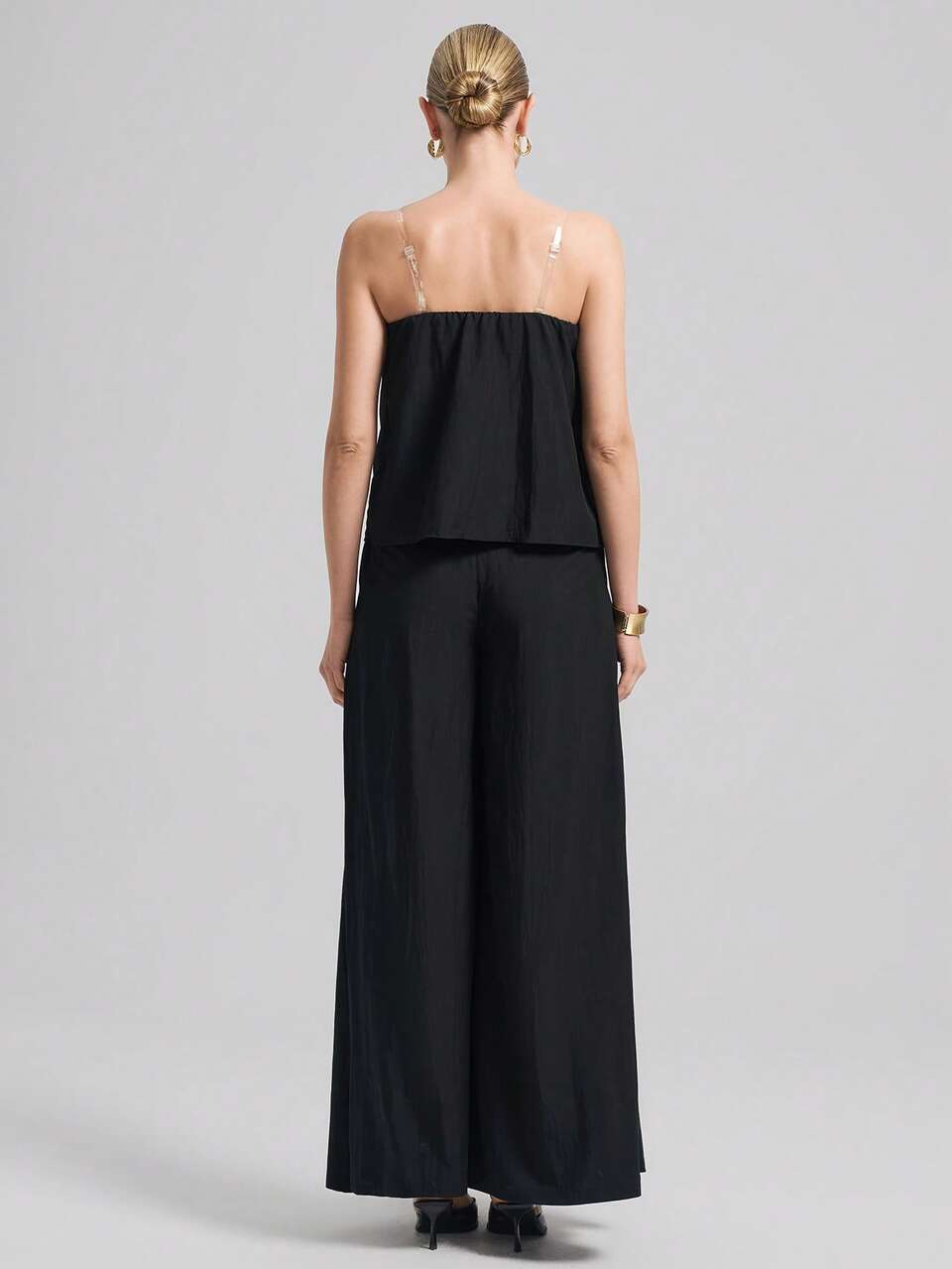 2025 New Elegant Black Sleeveless & Pants 2 Pieces Outfit Set For Women, Spring & Summer