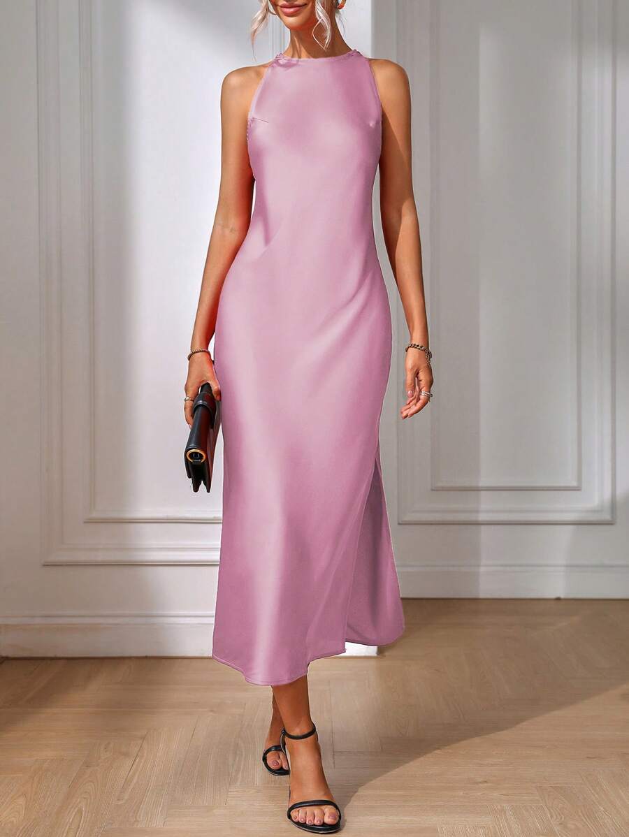 EMERY ROSE Bodenlanges Maxikleid mit festen Knöpfen am Rücken für Damen