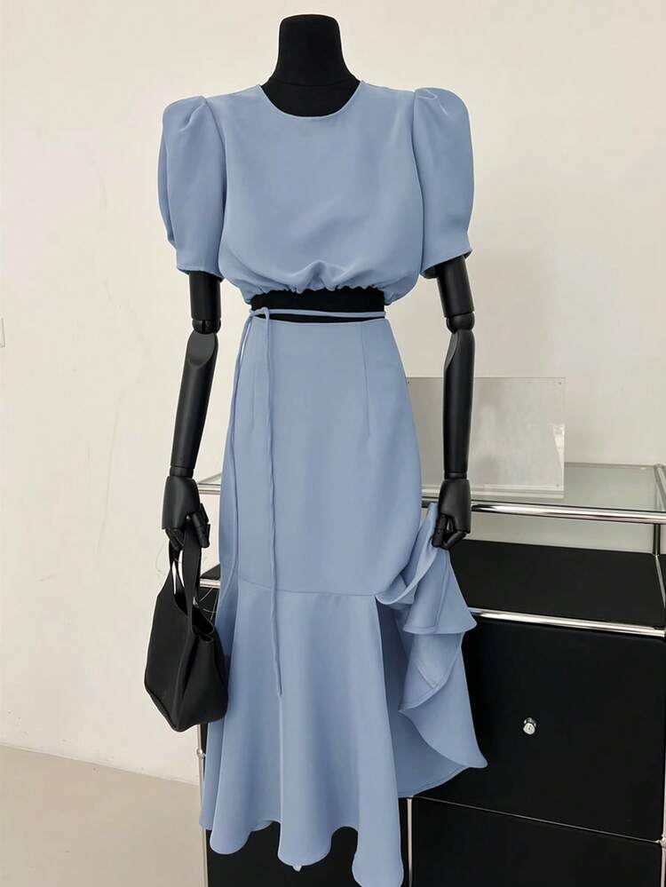 Women 2 Pieces Set: Shirt & Mermaid Skirt