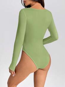 SHEIN PETITE Casual effen vierkante hals slim fit bodysuit