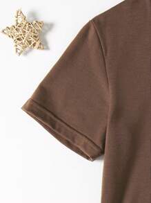 SHEIN Maglietta basic a maniche corte con girocollo per ragazze pre-adolescenti, con stampe grafiche a quadri, floreali e facce spaventose, abiti coordinati/abbinati (venduti separatamente in 2 pezzi)