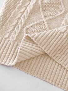 Elamini Sleeveless V-Neck Plain Knit Top, Simple & Fashionable - Apricot - View 4