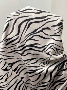 SHEIN Maternity Zebra Stripe Tie-Up Elastic Waist Loose Fit Pants - Khaki - View 6