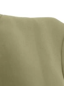 Heiryn Women Solid Color Lapel Long Sleeve Side Knot Blazer Back To School In Fall/Winter - Olive Green - View 7