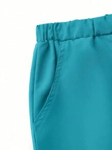 TaskEZ Simple Summer Short Sleeve Uniform Set With Pocket Design On Top And Pants, Scrub Sets - Mint Blue - View 8