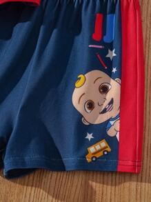 CoComelon X SHEIN Baby Boy Cartoon Print Short Sleeve T-Shirt & Shorts Casual Sports Outfit - Multicolor - View 5
