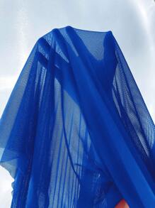 Slumberist 2pcs Set: Fishbone Waist Lace Camisole Nightgown And Wide Sleeve Tulle Lace Trim Robe - Royal Blue - View 6