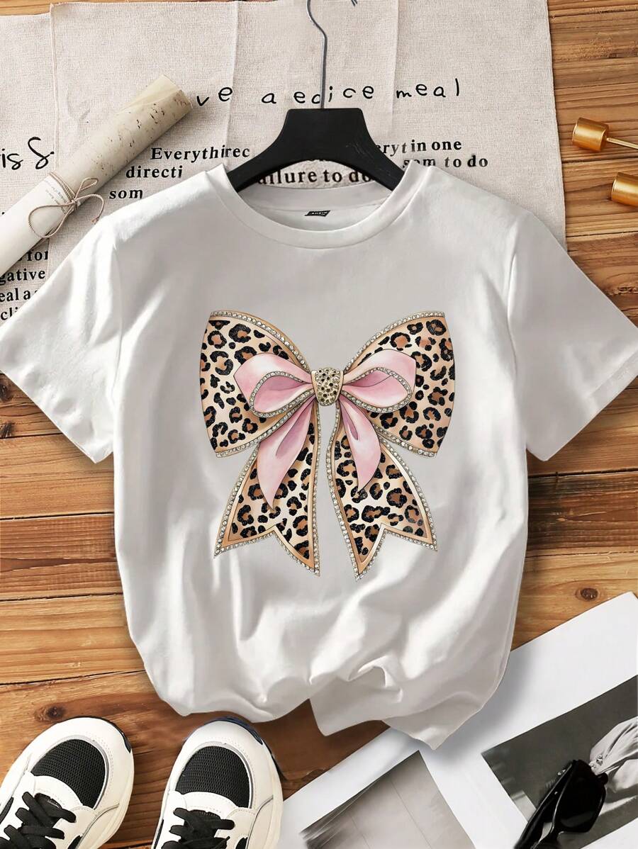 Women's Casual Butterfly & Cross Graphic Print T-Shirt - White - View 1