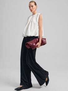 Ontre 2026春夏女士宽松无袖衬衫，梭织面料，纯白色，圆领，休闲宽松夏季上衣，褶皱口袋设计细节，优雅百搭，适合度假、海滩、音乐节、教师、商务休闲等场合，春夏皆宜。 - 白色 - 查看 5