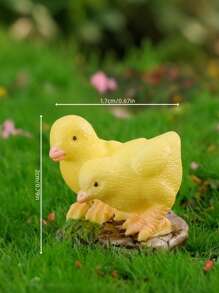 3 件套微型鸡装饰套装，1 只公鸡 + 1 只母鸡 + 1 只小鸡，大公鸡微景观树脂装饰，苔藓装饰，迷你装饰，DIY 景观卡通母鸡和小鸡配件