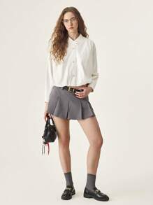SHEIN Unity Jachetă casual cu mânecă lungă pentru femei, minimalistă și la modă - alb - Vizualizare 2