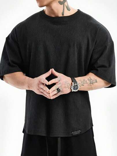 Manfinity Sport Corelite 남성용 기본 라운드 넥 반팔 데일리 피트니스 스포츠 티셔츠 워크아웃 탑스 짐 상의 통기성