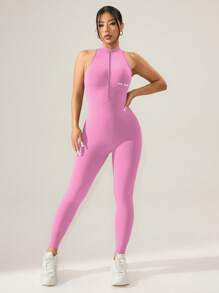 Core Rhythm Letter Print Sleeveless Seamless Sports Jumpsuit
