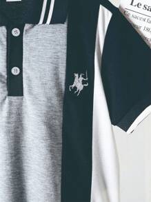 男童学院风撞色短袖 Polo 衫