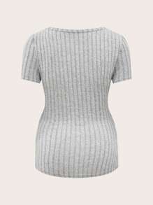 SHEIN Pregnant Women Short Sleeve T-Shirt, Casual Solid Color Versatile - Multicolor - View 9