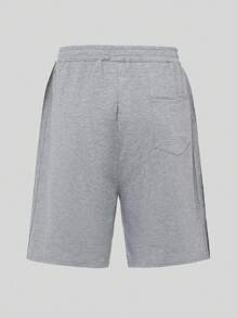 SHEIN Explorewe Tween Boys' Contrast Color Elastic Waist Pockets Wide Leg Loose Shorts - Grey - View 2