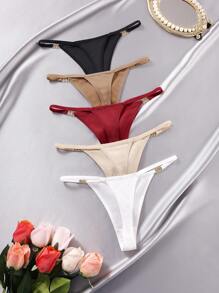 EmpressEnvy 5 条装 女士休闲舒适低腰丁字裤 带圆形连接件 - 彩色 - 查看 2