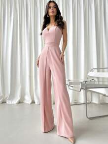 Firerie 女士优雅浪漫时尚通勤性感优雅风格连衣裙，适合派对、度假、返校、浪漫约会和婚礼生日，女士收腰连体裤 - 粉色 - 查看 6