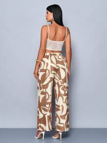 SOLERSUN Women's Casual Loose Printed Wide Leg Full Length Pants For Spring Summer Daily Wear And Vacation (Random Floral Print)