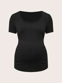 SHEIN Pregnant Women Short Sleeve T-Shirt, Casual Solid Color Versatile - Multicolor - View 6