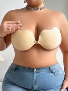 Plus Size Skin-Tone Self-Adhesive Front Closure Bra Nipple Cover Accessory For Wedding - Apricot - View 2