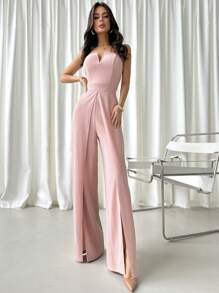 Firerie 女士优雅浪漫时尚通勤性感优雅风格连衣裙，适合派对、度假、返校、浪漫约会和婚礼生日，女士收腰连体裤 - 粉色 - 查看 4