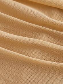 SHEIN MOD Off Shoulder Fish Bone Decoration Ruched Waist White Corset Structure Crop Top - Khaki - View 4