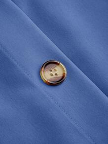 SHEIN Unity Plus Size Women Solid Color Frill Trim Tie-Up Waist Design Casual Skirt - Blue - View 4