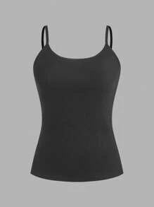 SHEIN EZwear Black & White Knitted Women Camisole - Multicolor - View 3