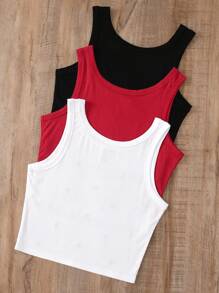 INAWLY 3pcs/Set Women Heart Pattern Embroidered Cami Tank Top - Multicolor - View 2