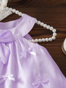 2pcs/Set Infant Girls' Summer Korean Style Casual Cute Woven Car & 3D Bow Decor Pink Outfit