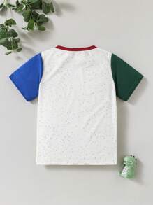 SHEIN 幼儿男孩撞色恐龙印花短袖 T 恤 - 彩色 - 查看 2