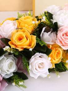 SHEIN 1 pieza, Bolas de flores artificiales centros de mesa de boda, arreglo de flores falsas de rosa e hortensia, centro de mesa artificial para decoración de boda, fiesta y hogar