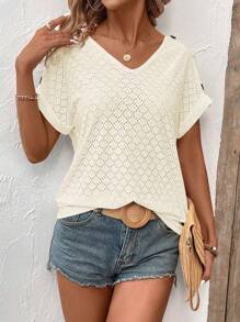 EMERY ROSE 女士纯色 V 领短袖 T 恤，简约时尚