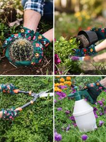 1 Cặp Găng Tay Làm Cỏ Làm Vườn, Găng Tay Làm Vườn Bằng Da Cho Nam Nữ Chống Gai Không Đâm Khi Đào, Trồng, Cắt Tỉa - màu xanh lá - Xem 6