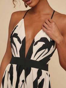 Travachic 热带印花沙滩裙 - 黑與白 - 查看 6