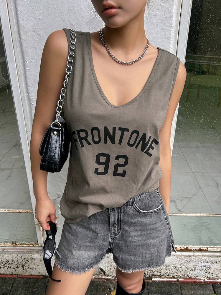 Letter Graphic Tank Top Streetwear