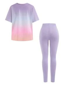 Young Girls Casual Short Sleeve T-Shirt And Leggings 2 Pieces Sets, Sweet And Lovely For Daily, Festival And Vacation