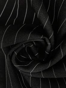 SHEIN Clasi 女士短款条纹短袖休闲衬衫 - 黑與白 - 查看 3