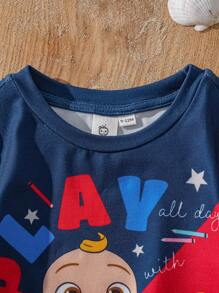 CoComelon X SHEIN Baby Boy Cartoon Print Short Sleeve T-Shirt & Shorts Casual Sports Outfit - Multicolor - View 4