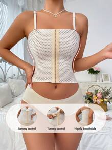 2pcs Women Front Snap Closure Camisole Shapewear Tops - Apricot - View 5