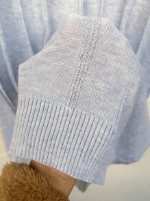 Manfinity CasualKnits Men's Solid Round Neck Short Sleeve Casual Knit Top - Blue - View 6