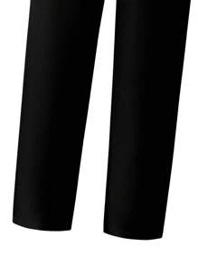 SHEIN 两件套青少年男童绅士西装套装，长袖翻领撞色外套和长裤，优雅正式的生日派对、婚礼、周年纪念、洗礼等场合的理想之选。 - 黑色 - 查看 5