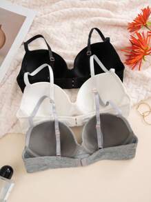 3 件套女士常规休闲钢圈文胸 - 彩色 - 查看 2