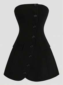 SHEIN Unity 女士休闲露肩设计连衣裙和长袖夹克 2 件套装，秋冬