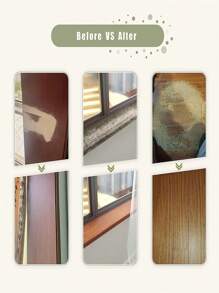 1 miếng băng keo sửa chữa vân gỗ tự dính, 1,97 inch * 393,7 inch, dùng cho đồ nội thất, bàn, sàn, cửa ra vào, cửa sổ, khung, chống thấm nước, màng bảo vệ, tự làm - màu nâu - Xem 5