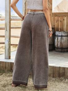 Breezaya Women's Loose Fit Pocket Flared Leg Casual Versatile Jeans Western Wear Women Boho Denim