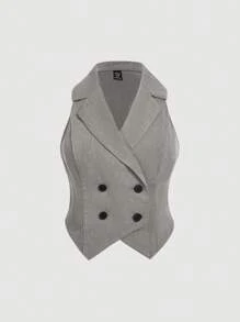 SHEIN MOD 大码优雅商务休闲西装背心和裤子两件套 - 淺灰色 - 查看 6