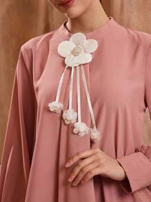 Graceveil Blouse à manches longues femme avec décor floral 3D et ourlet asymétrique de couleur unie - Vieux Rose - Voir 1